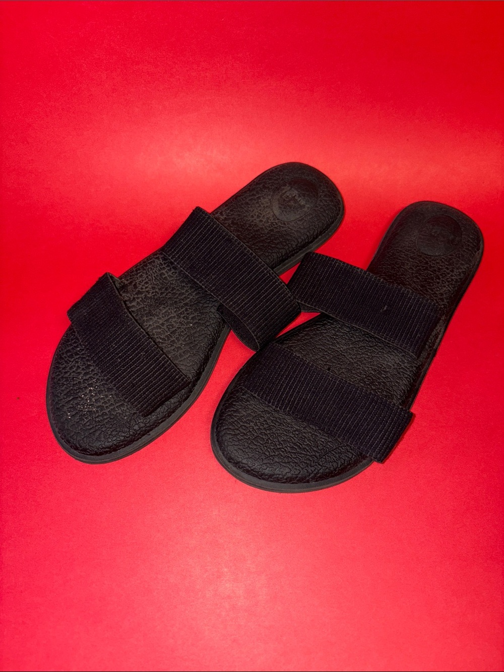 Sanuk Black Double Strap Slide Sandals